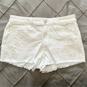 SO Women's White Distressed Jean Shorts